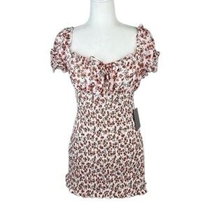 J for Justify Floral Ruched Mini Dress Size Large NWT